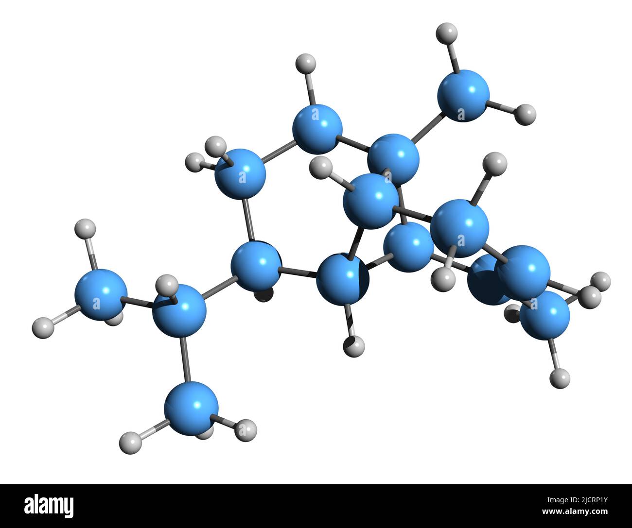 3D image of Copaene skeletal formula - molecular chemical structure of liquid hydrocarbon isolated on white background Stock Photo