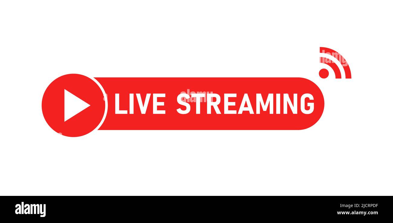 Live streaming icon button for broadcasting or online stream. Vector illustration Stock Vector