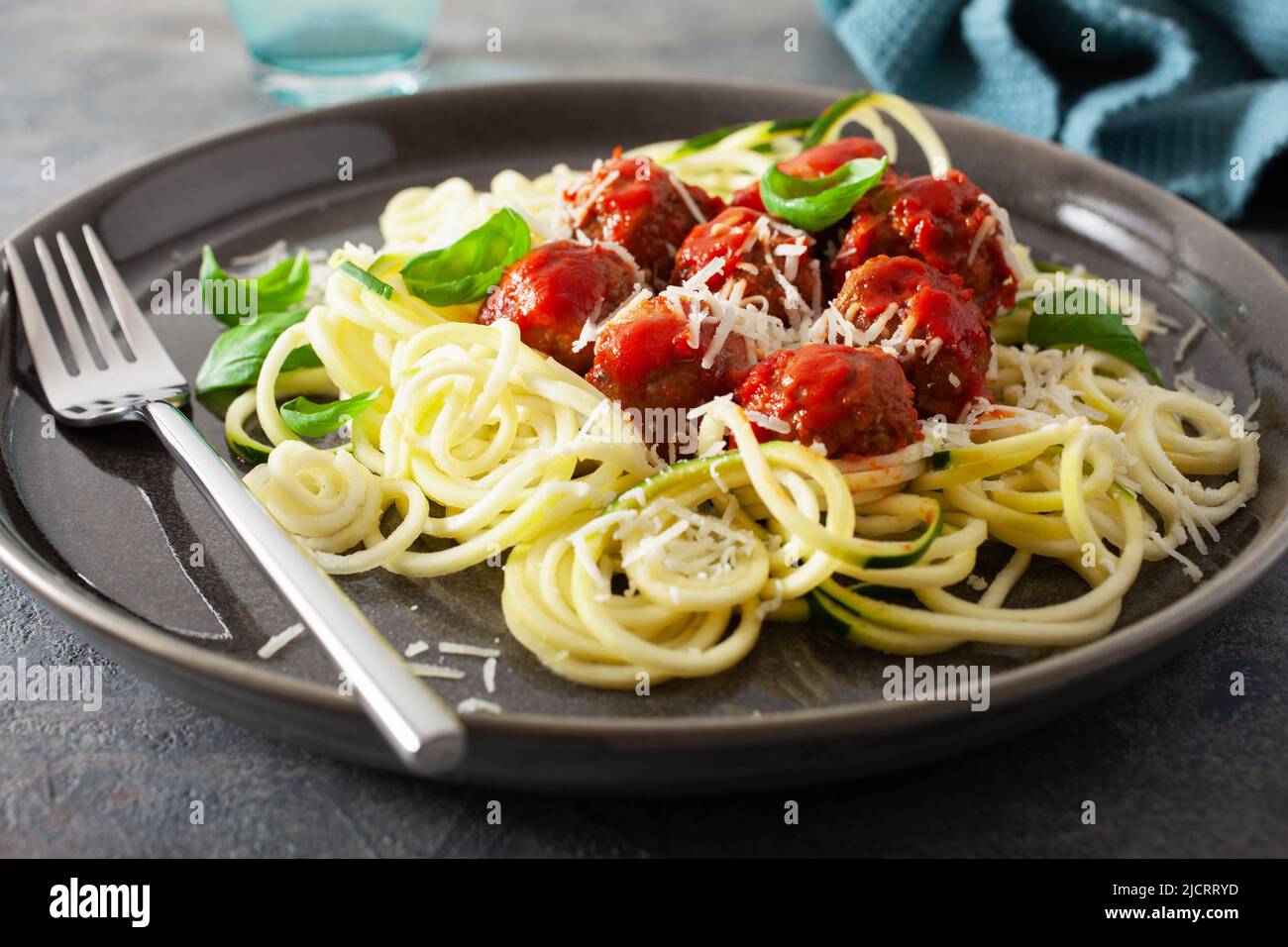 keto paleo diet zoodles spiralized zucchini noodles with meatballs and