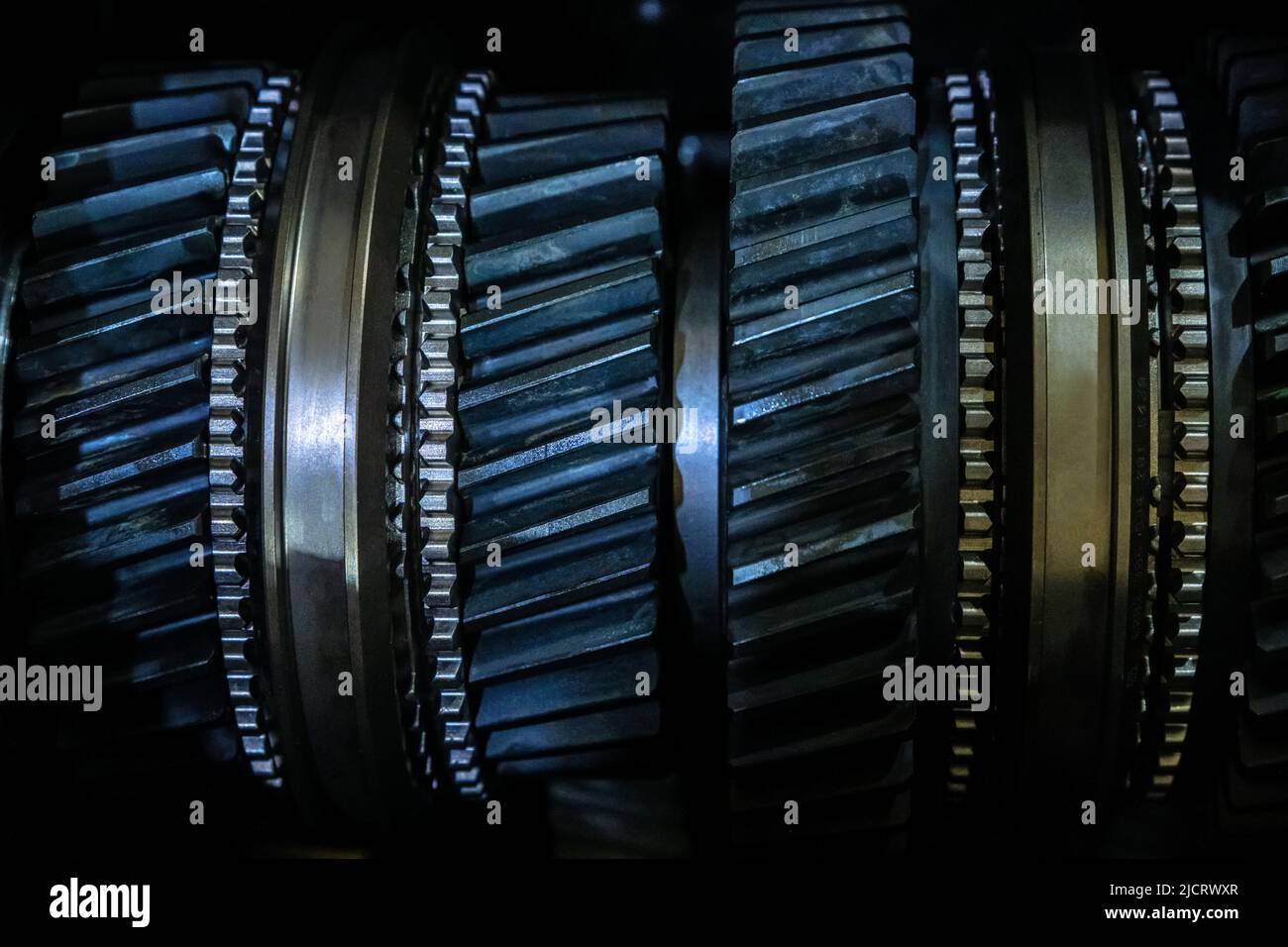 gearsets inside vehicle automatic transmission. Close up view