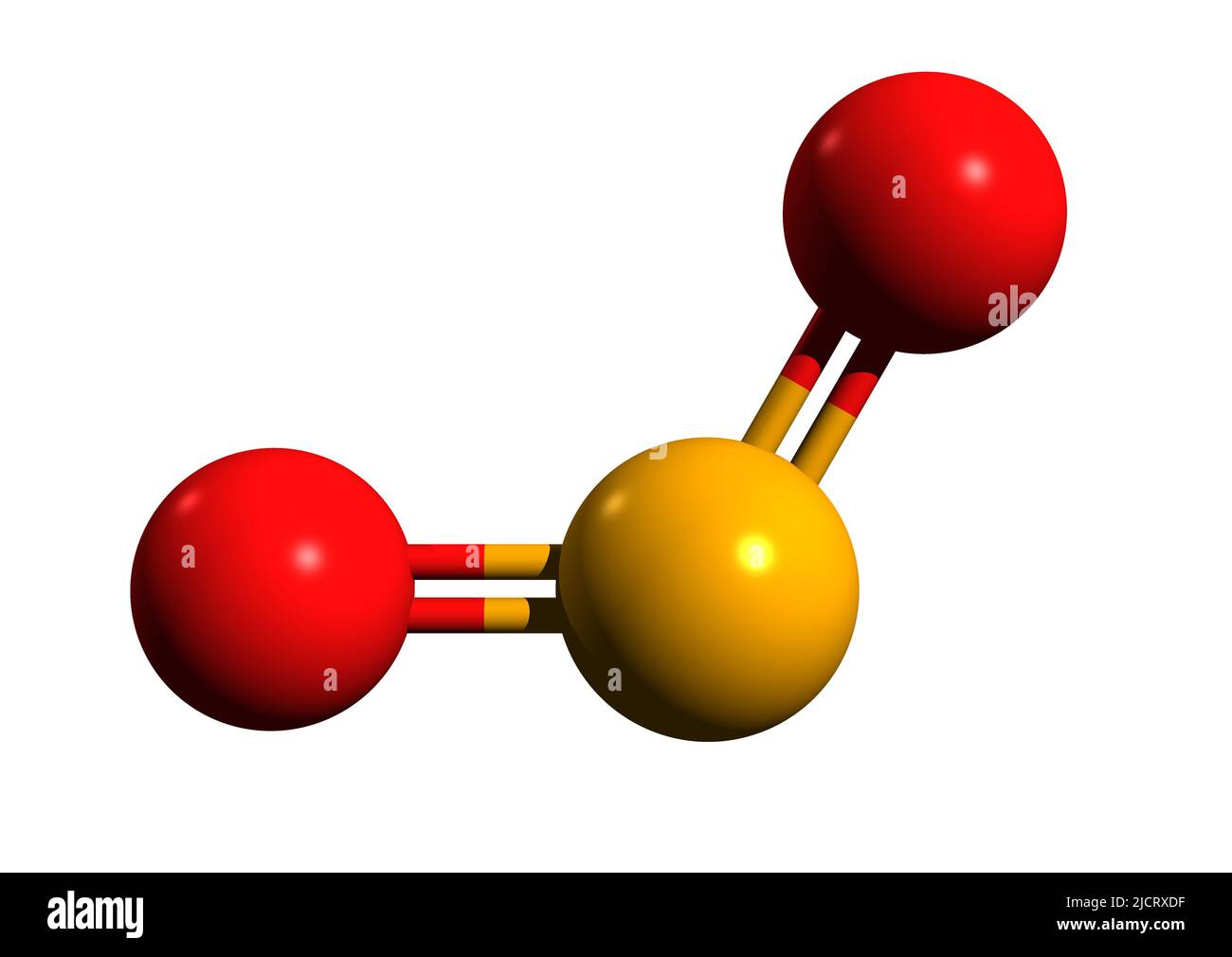 3D image of nitrogen dioxide skeletal formula - molecular chemical structure of NO2 isolated on white background Stock Photo