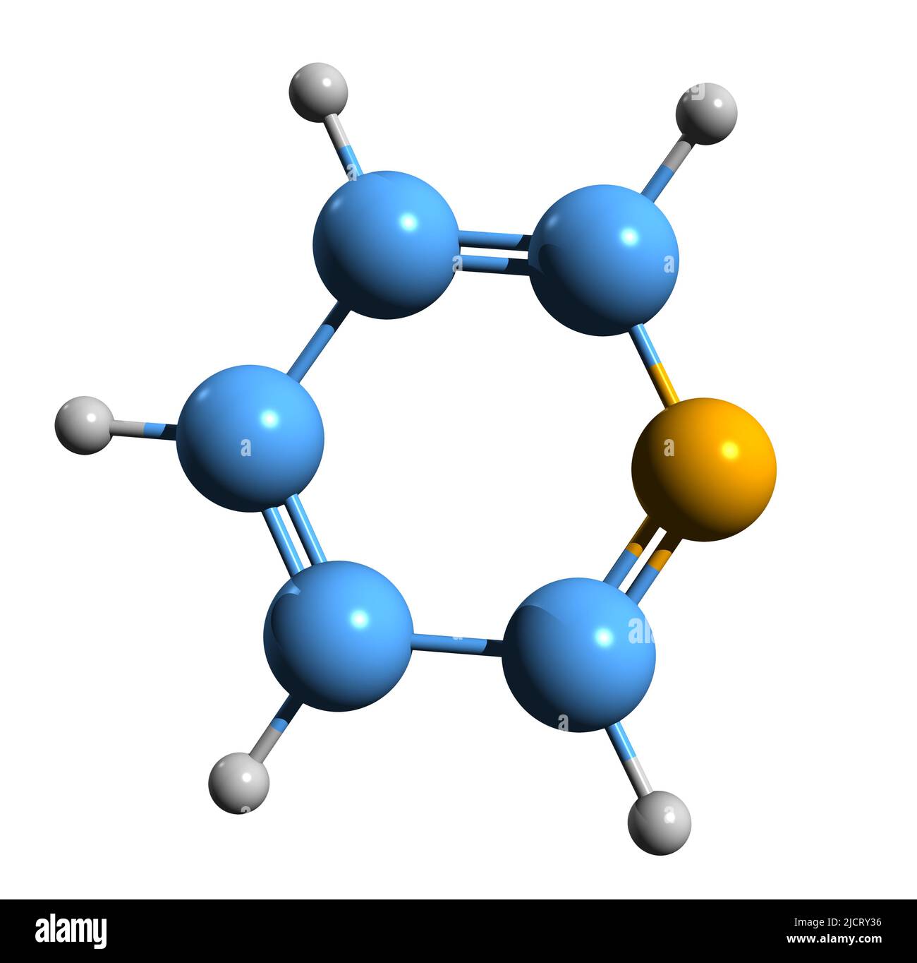 3D image of pyridine skeletal formula - molecular chemical structure of ...