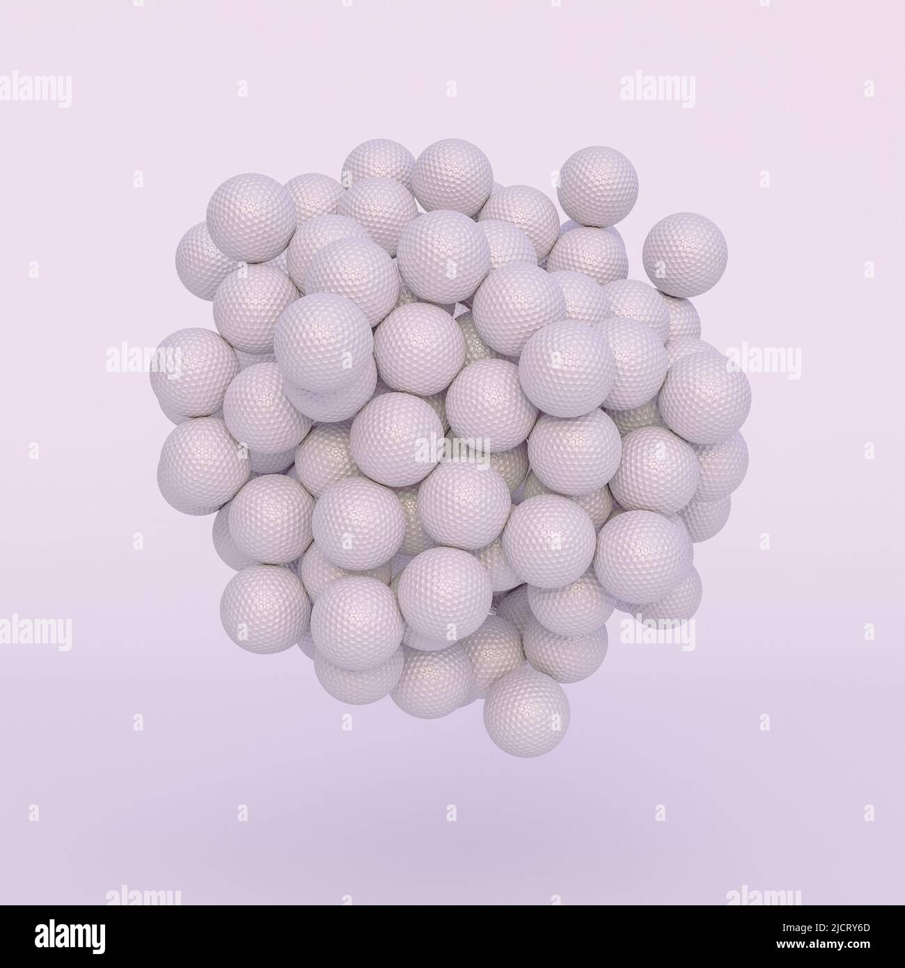 abstract background with aggregation of golf balls. 3d render Stock Photo