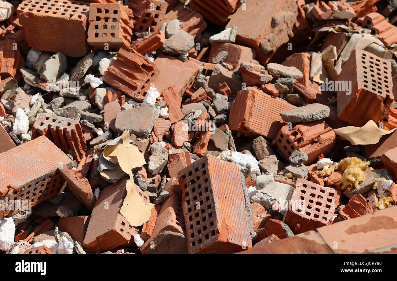 Bricks and stones rubble texture Stock Photo