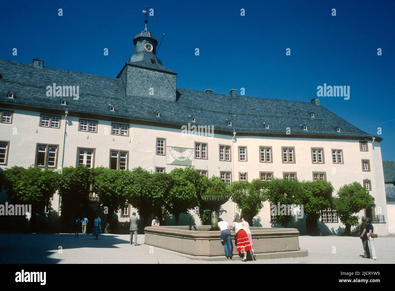 The Castle courtyard in 1982, Bad Berleburg, North Rhine-Westphalia, Germany Stock Photo