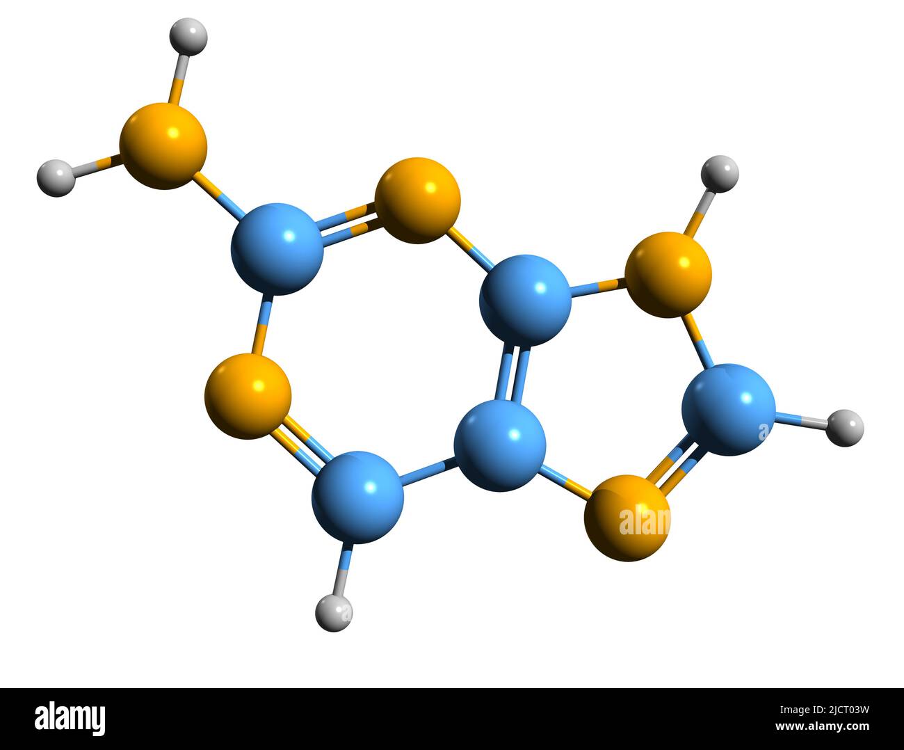 3D image of 2Aminopurine skeletal formula molecular chemical