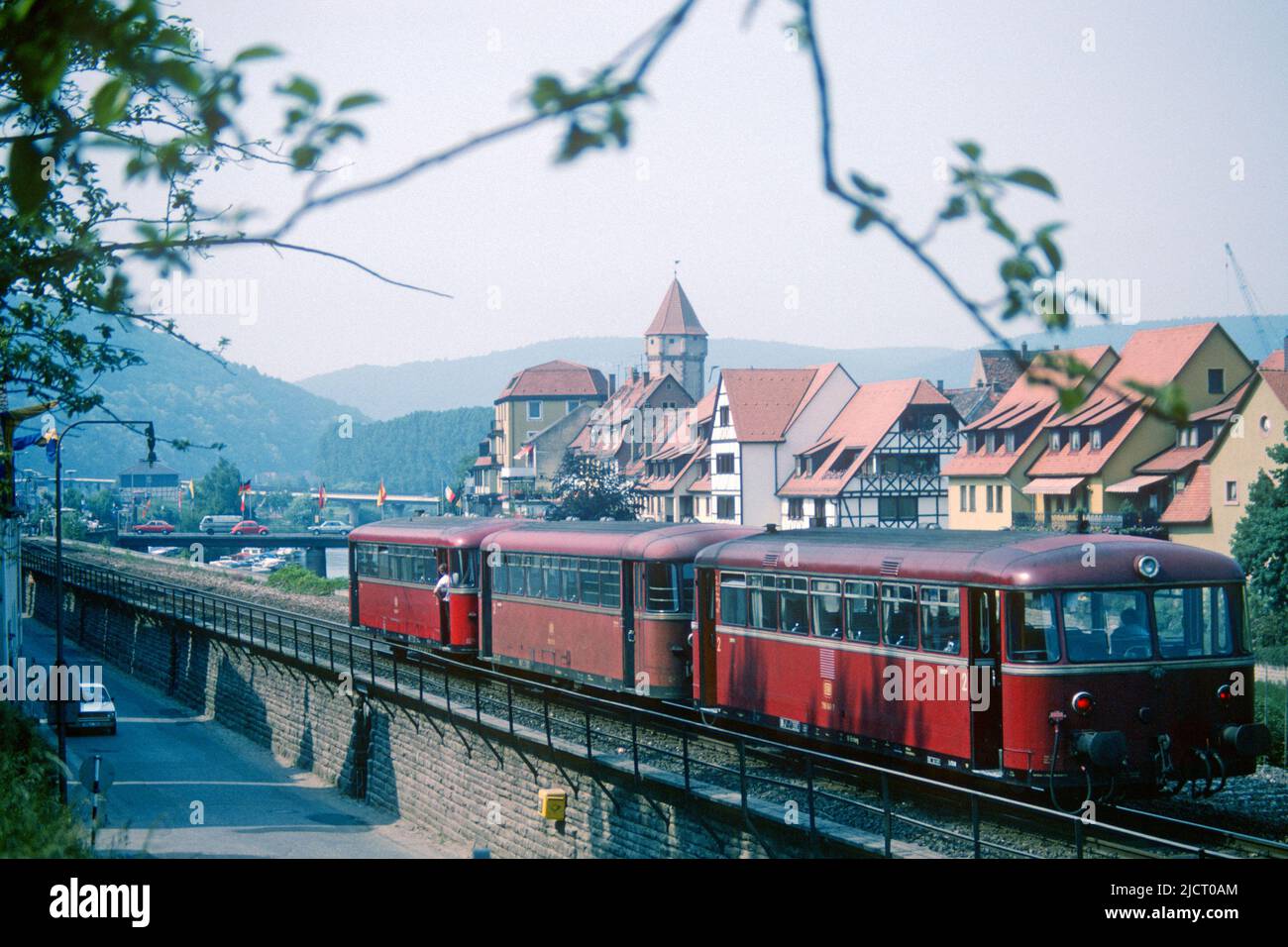 Uerdingen railbus in 1982, Wertheim, Bavaria, Germany Stock Photo