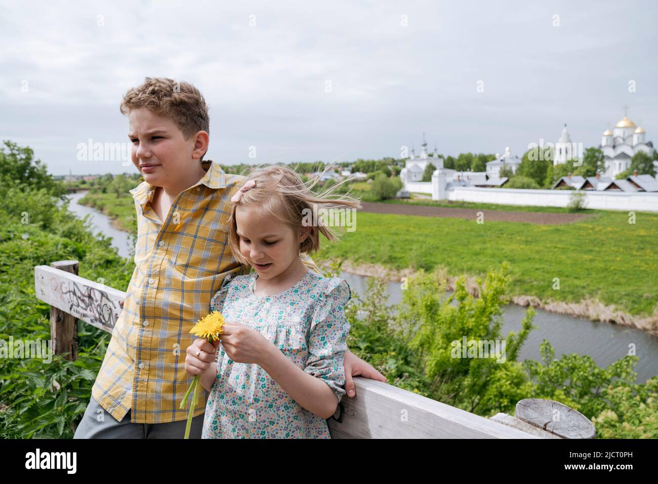 Brother and sister walk in nature in the summer Stock Photo - Alamy