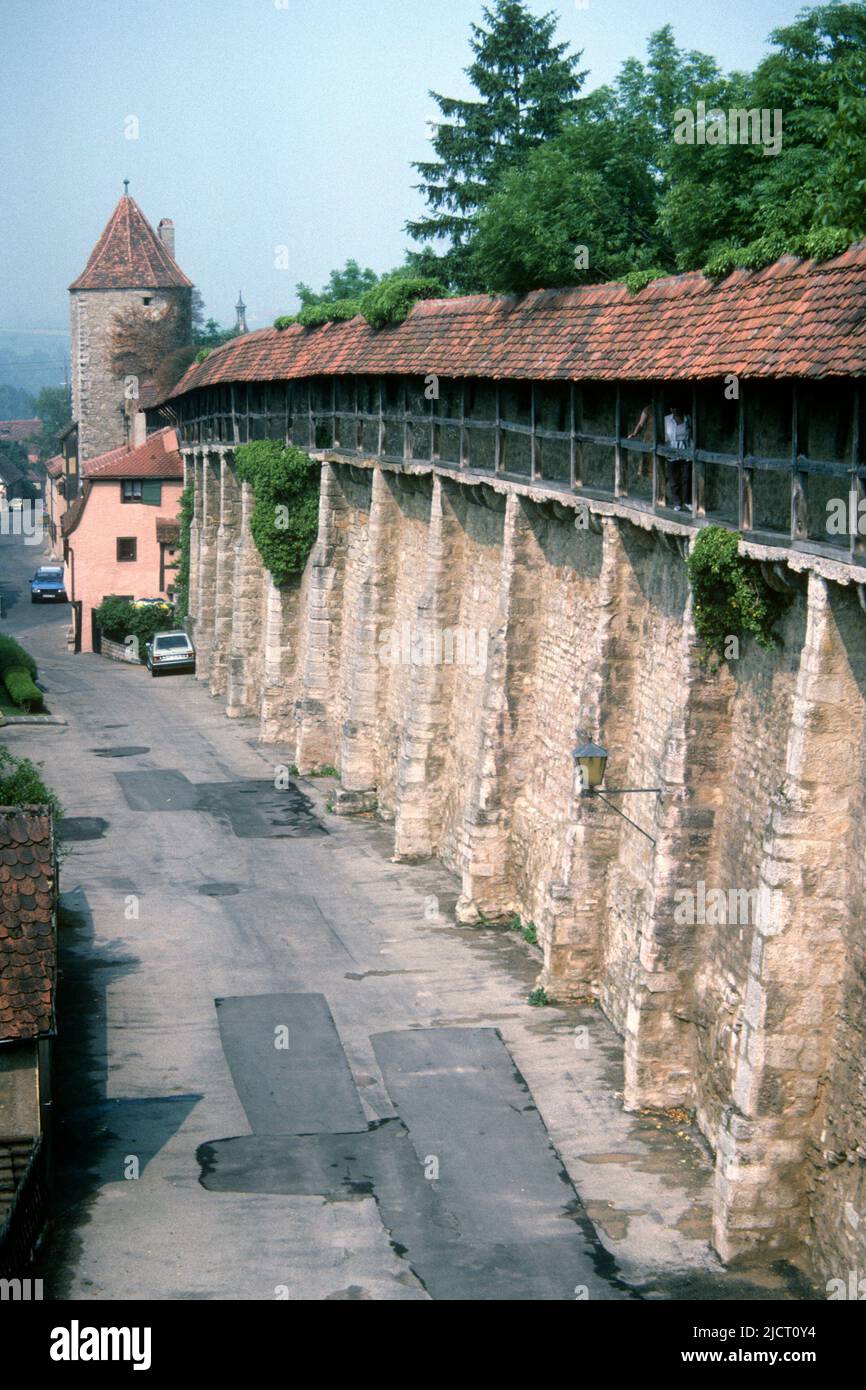 Historic town walls in 1982, Rothenburg ob der Tauber, Bavaria, Germany Stock Photo