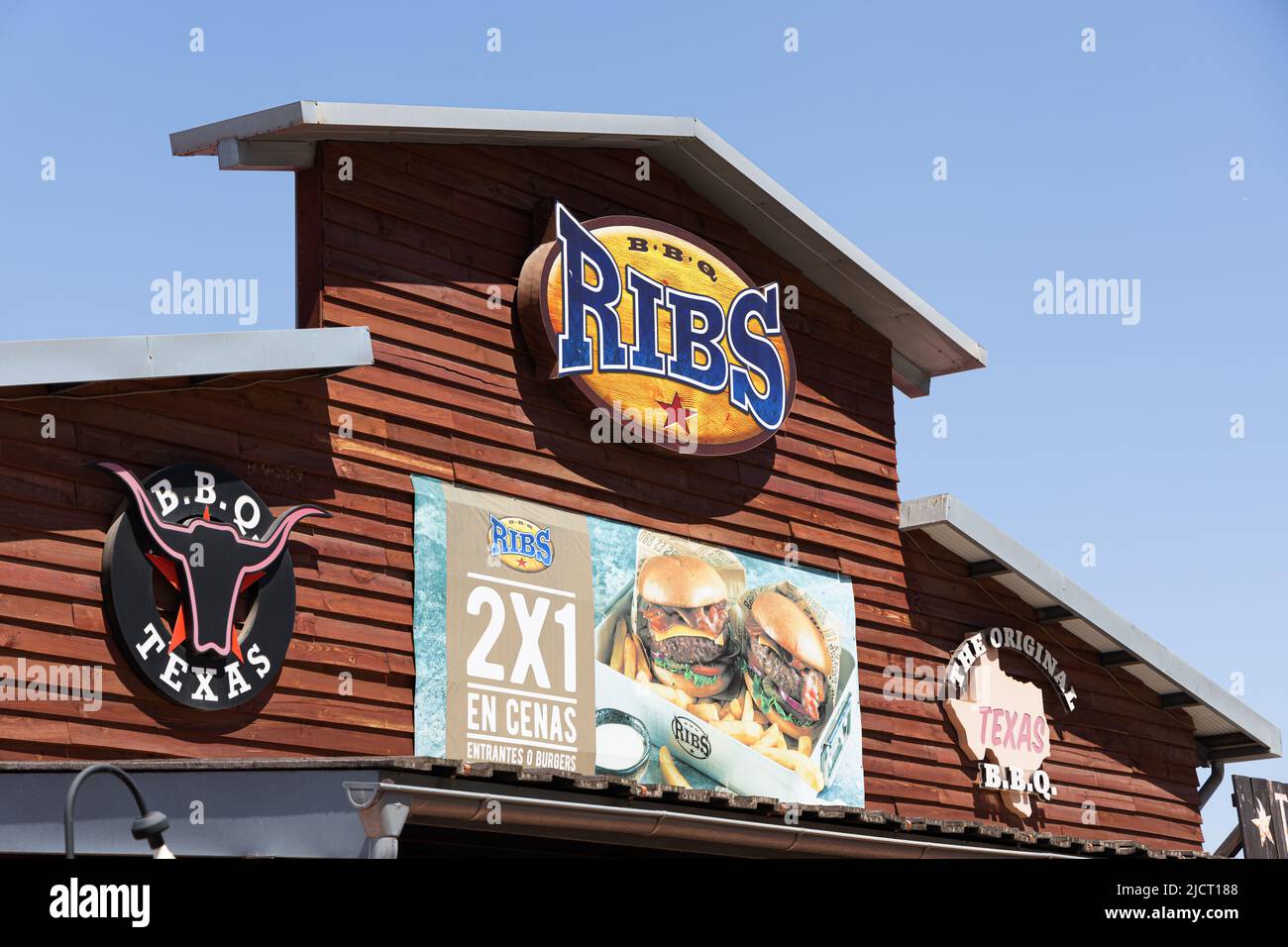 ALFAFAR, SPAIN - JUNE 06, 2022: Ribs is an American food restaurants chain Stock Photo