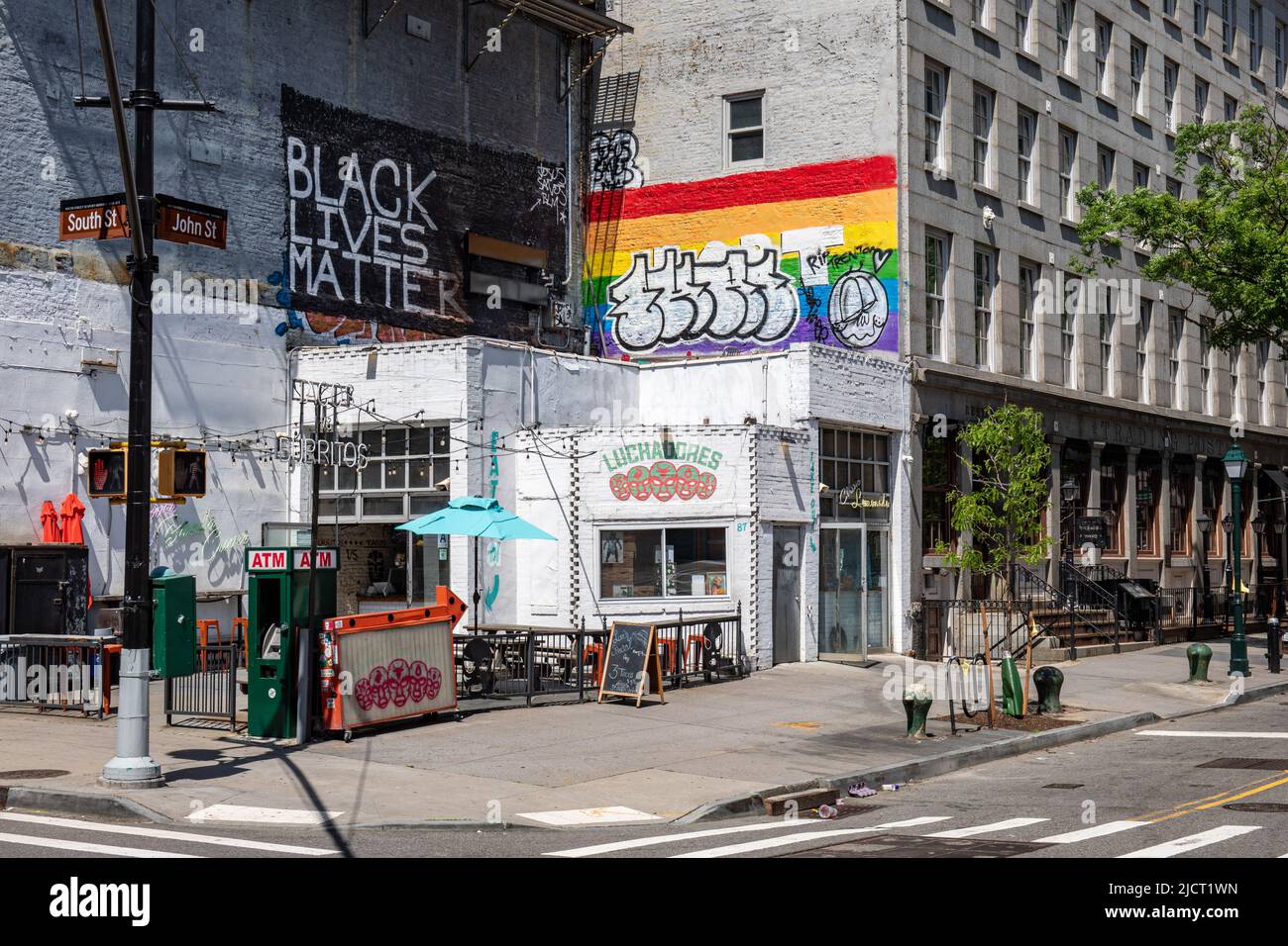 Luchadores NYC, a Mexican corner restaurant in Lower Manhattan, New York City, United States of America Stock Photo