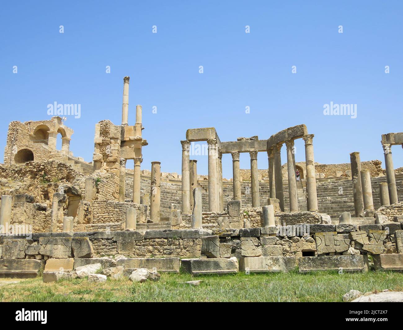 mPartial View of the Dougga Ruins - Tunisia Stock Photo