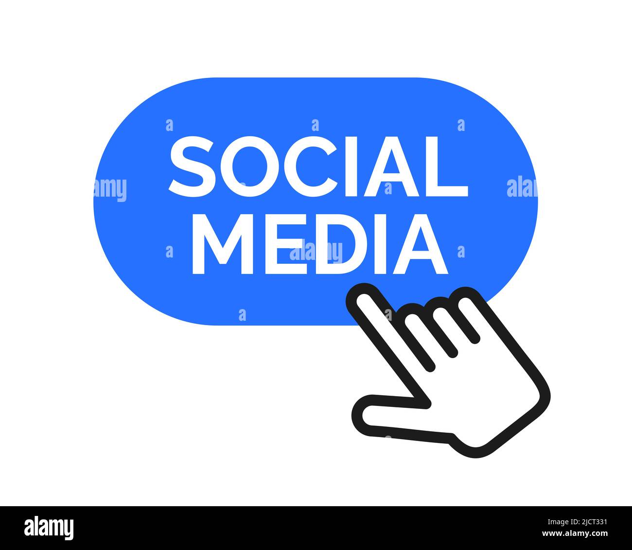 Social media - internet user is going to click and enter to social networking site, website and service. Vector illustration isolated on white. Stock Photo