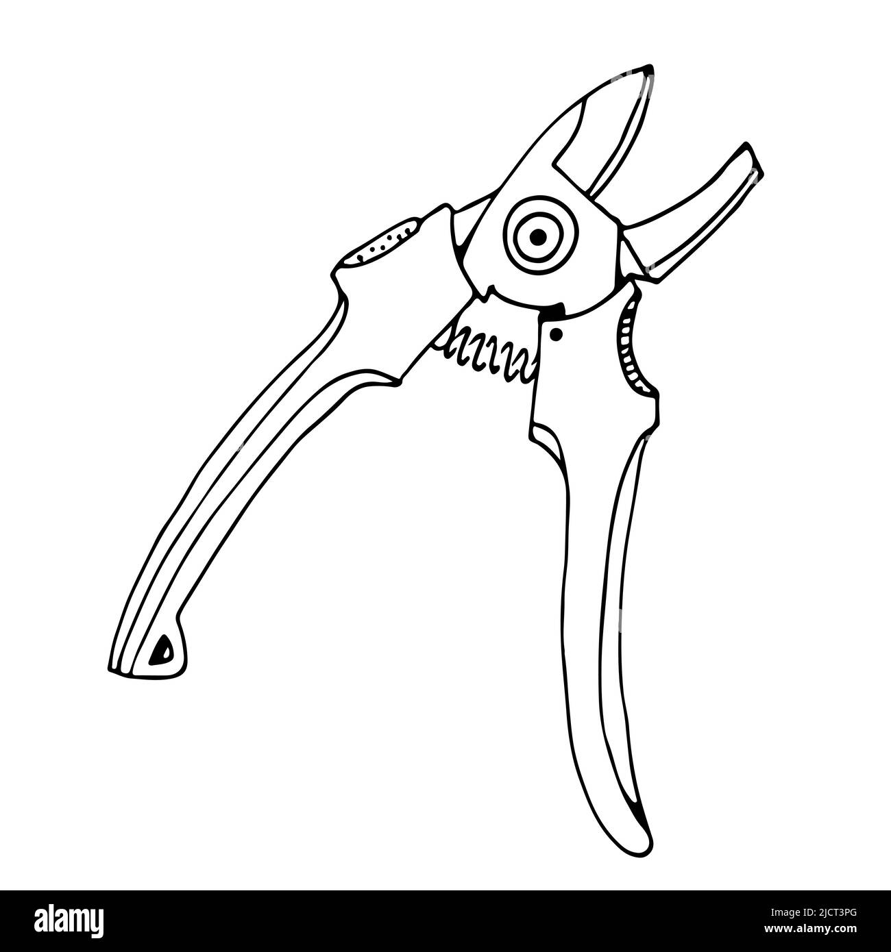 Secateurs, garden tool, hand drawn vector illustration, isolated on a white background Stock Vector