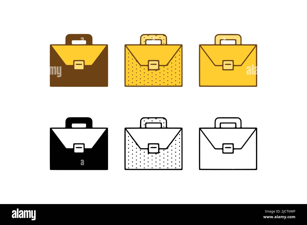 Vector set of briefcases in doodle style on white background Stock Vector