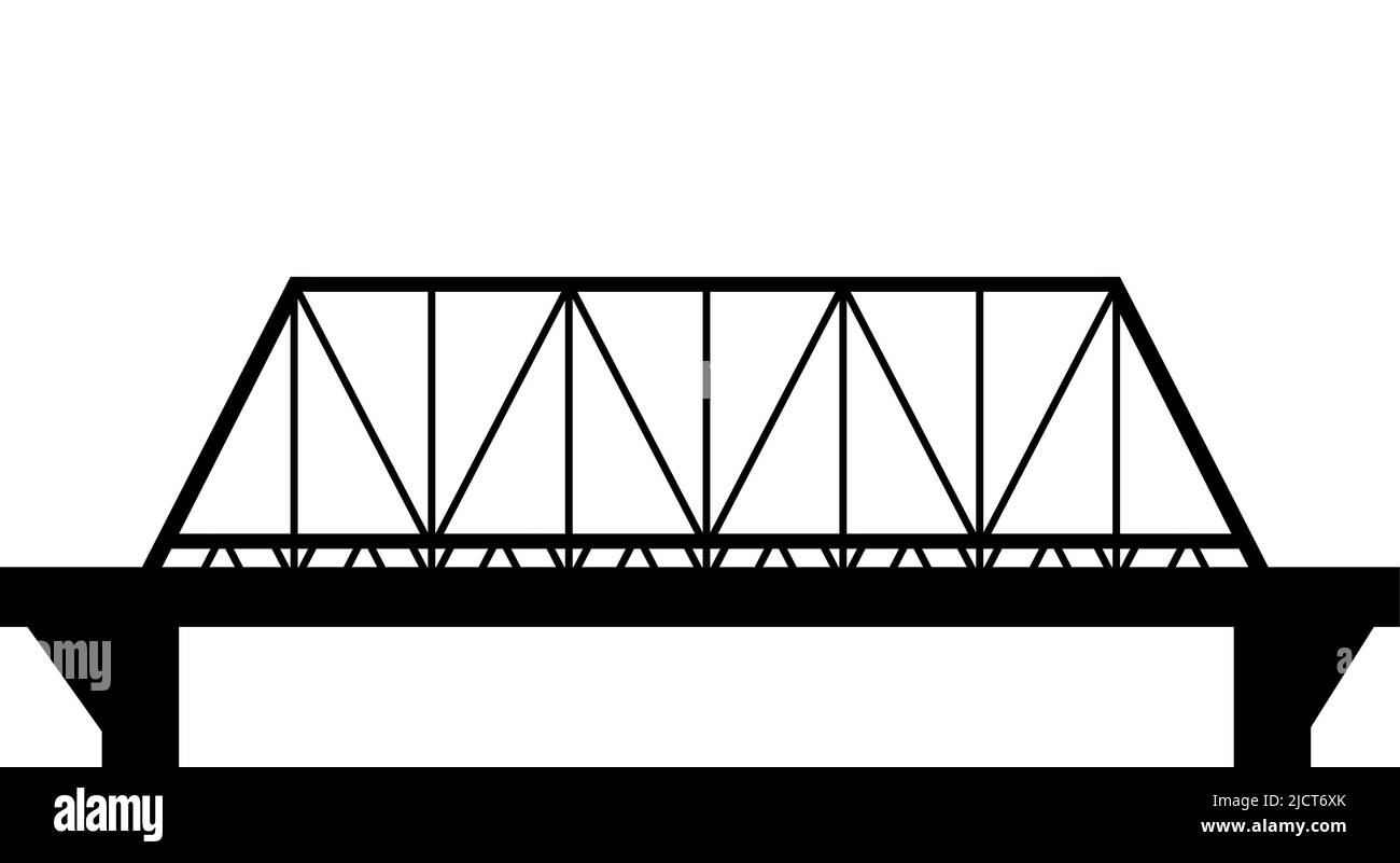 Iron Bridge silhouette. Transport road construction. Isolated on white background. Vector Stock Vector