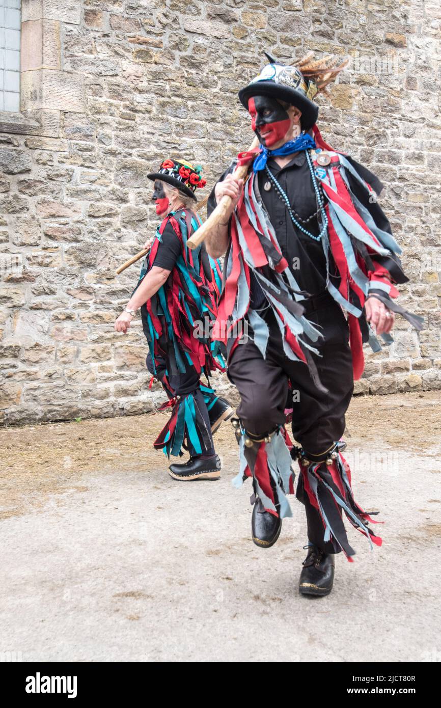 Flagcrackers of Skipton (Craven) performing & having fun  at Cappelside Farm Rathmell,Yorkshire at the Open Farm Day on 12th June 2022. Stock Photo
