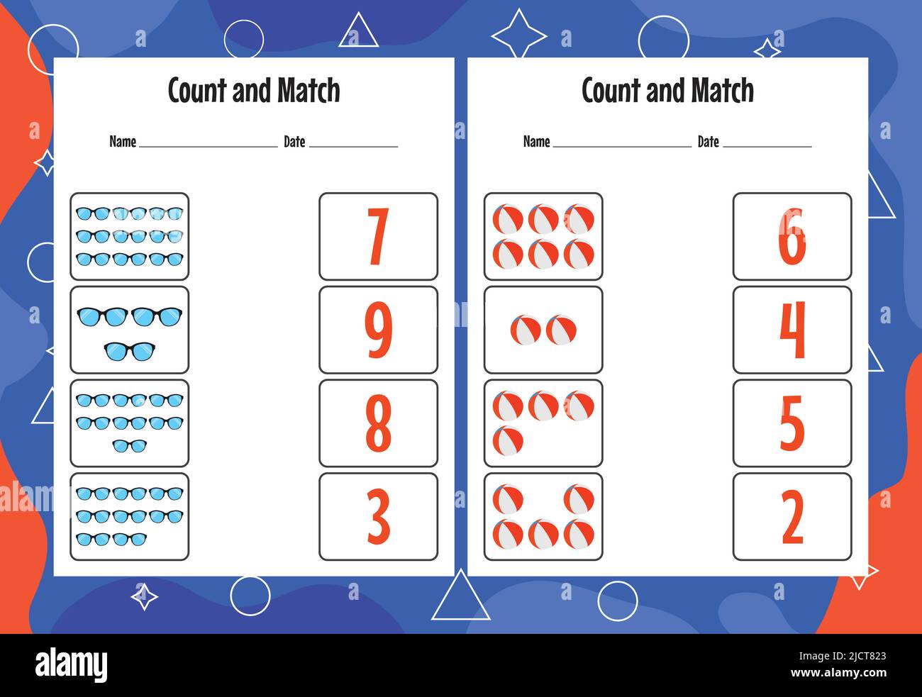 Count and match with the correct number. Matching education game. Count ...