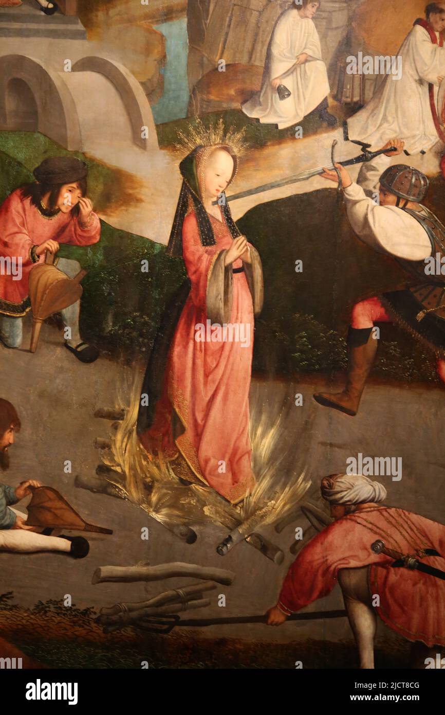 The Martyrdom of St Lucy. Master of the Figdor Deposition. Haarlem or Amsterdam, c. 1505-10. Oil on panel. Rijksmuseum. Amsterdam. Netherlands. Stock Photo