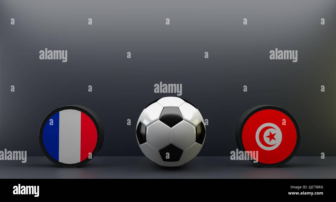 FIFA World Cup 2022 France vs Tunisia, Flag France and Tunisia, football France  Tunisia, 3D work and 3D image Stock Photo - Alamy