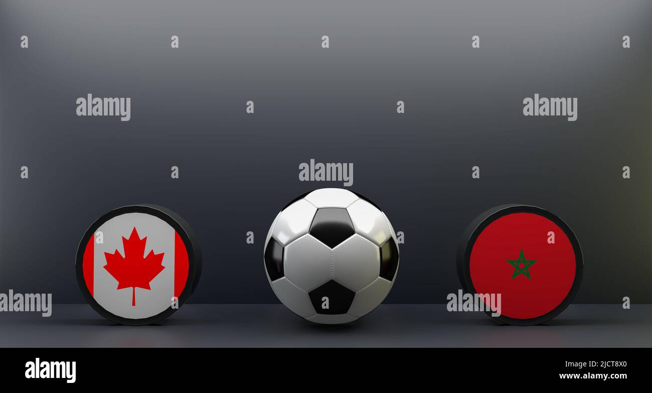 FIFA World Cup 2022 Canada vs Morocco, Flag Canada and Morocco