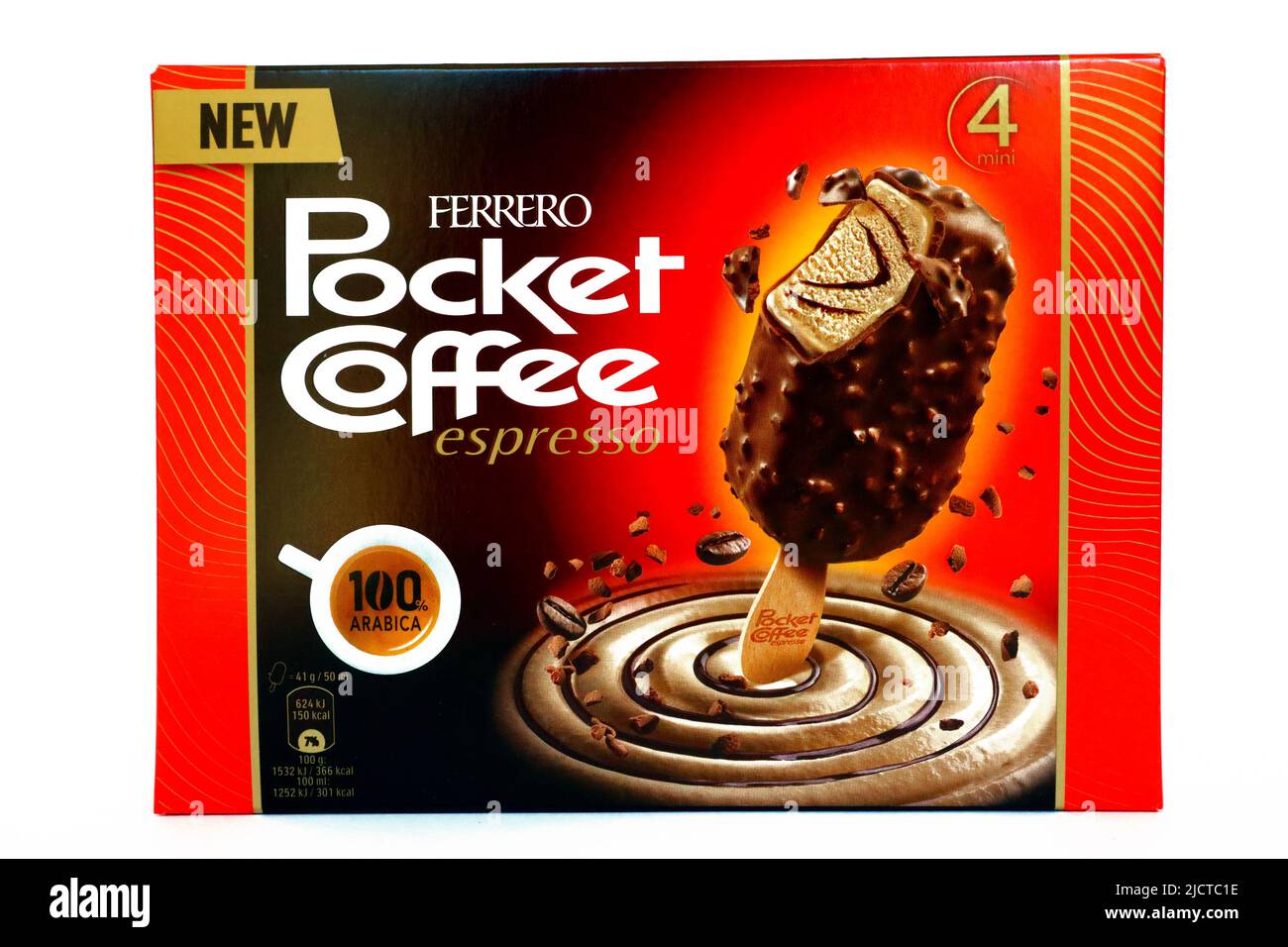 Ferrero Pocket Coffee Espresso Ice Cream. Pocket Coffee is a brand of food  products made in Italy by Ferrero Stock Photo - Alamy