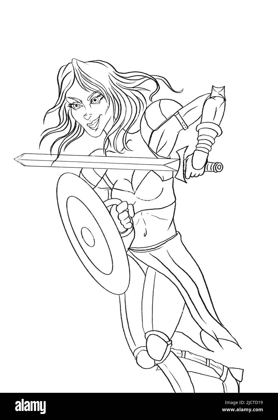 female warrior illustration role playing fantasy character art Stock Photo