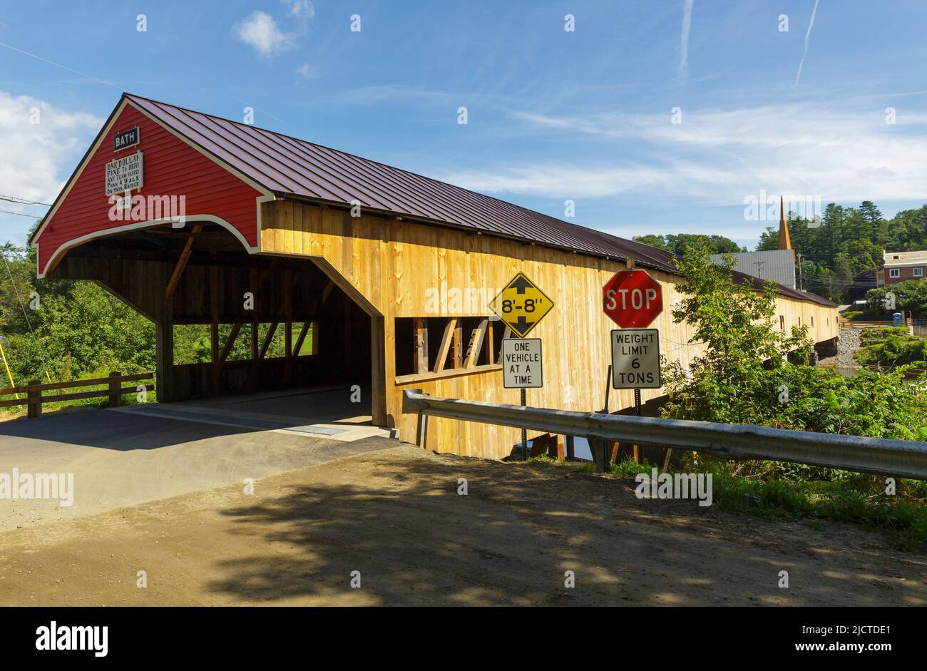 The Bath Covered Bridge in Bath, New Hampshire during the summer months