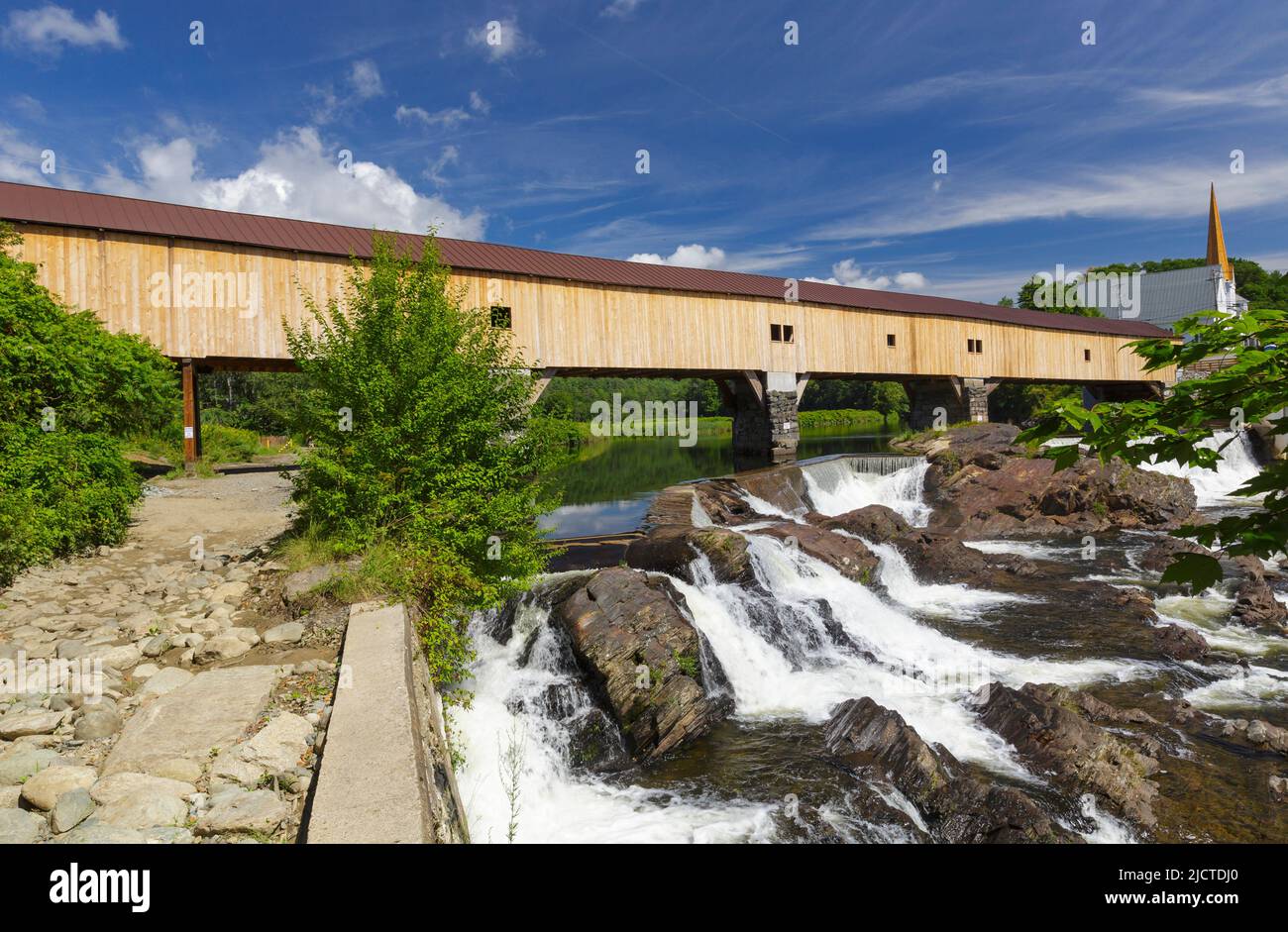 The Bath Covered Bridge in Bath, New Hampshire during the summer months