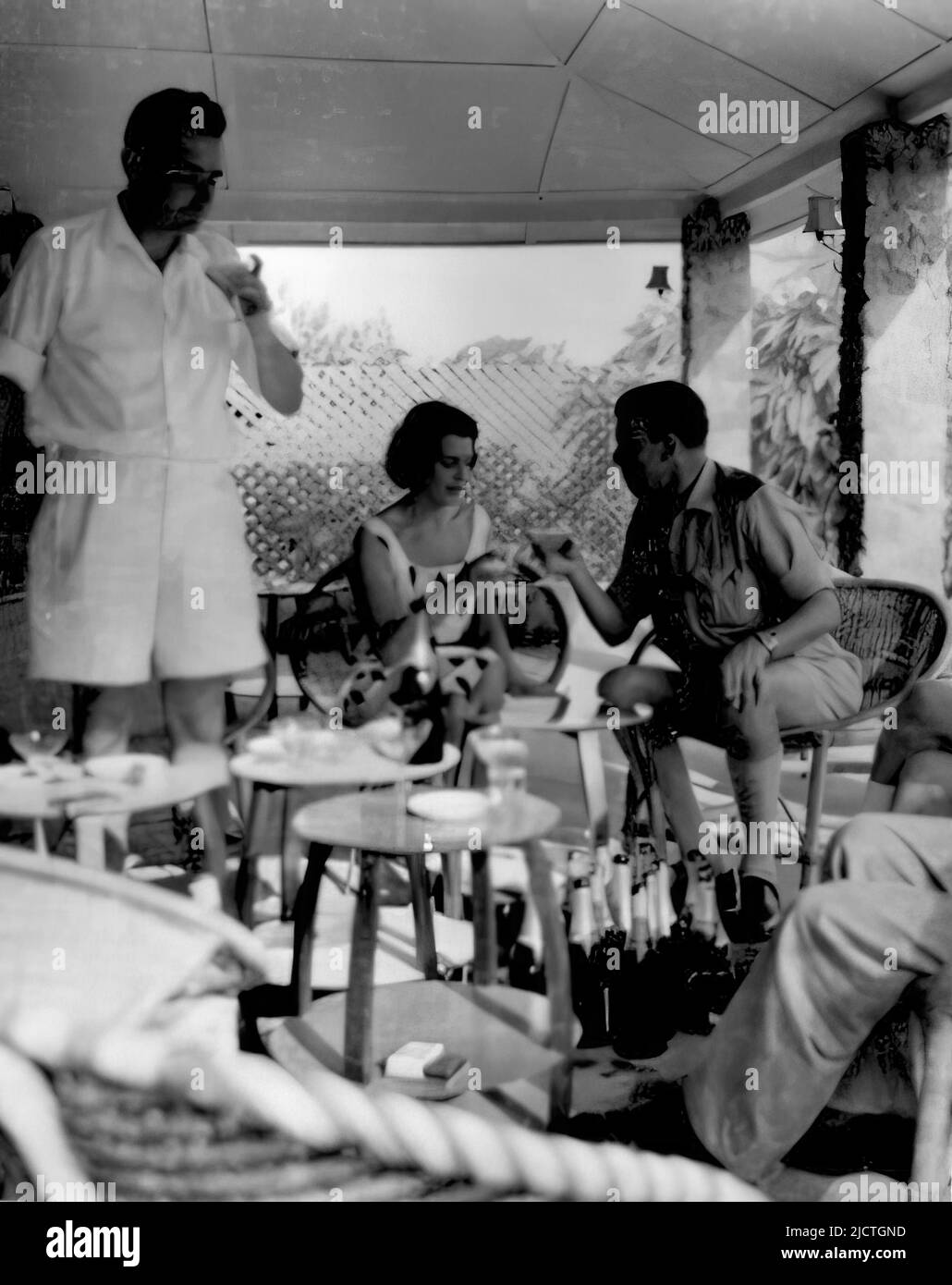 People relaxing in the Officers Mess in Burma Camp, Accra, Ghana, circa 1958 Stock Photo