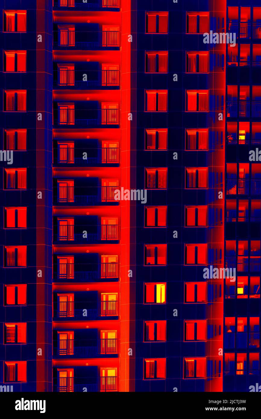 Residential multistorey building. Residential complex. Illustration of