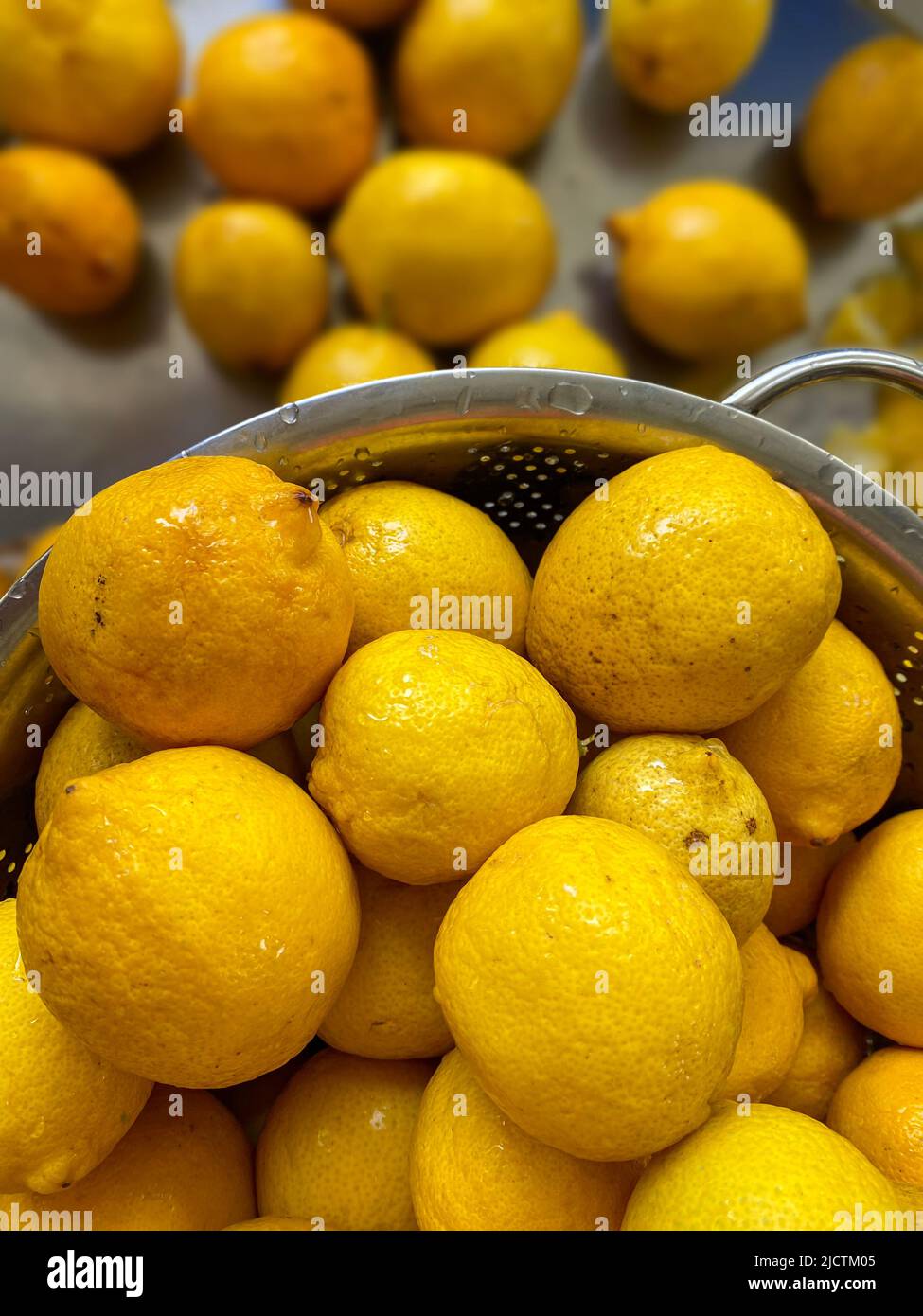 aerial view, agriculture, blue, bowl, bright, ceramic, citron, citrous, citrus, citrus fruit, close-up, color image, colours, copy space, diet, food Stock Photo