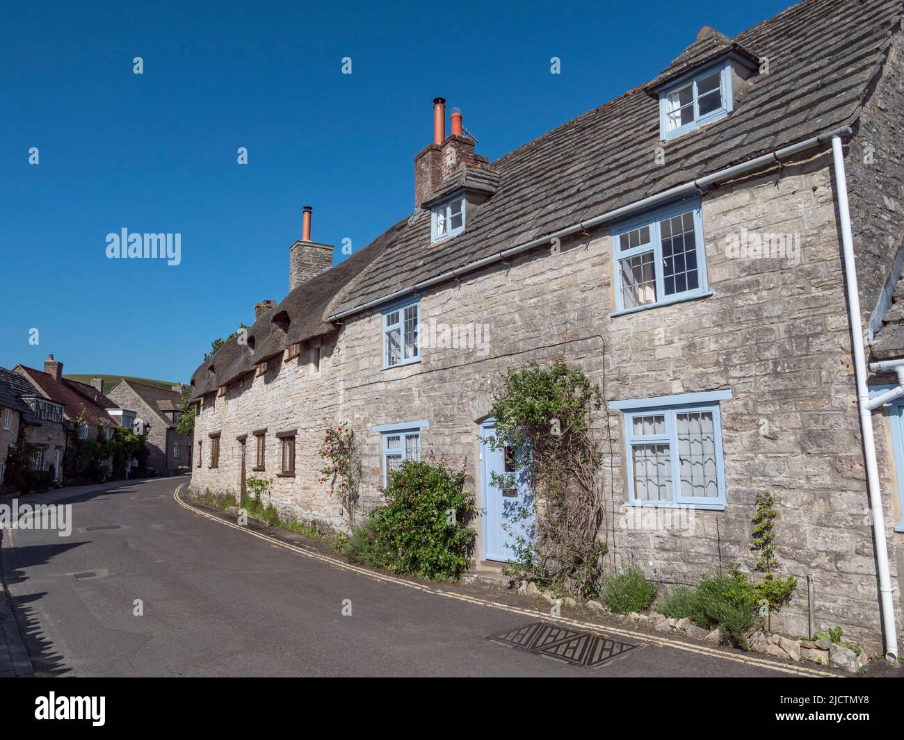 Beautiful stone cottages on West Street, Corfe Castle, Purbeck, Dorset, UK Stock Photo Alamy