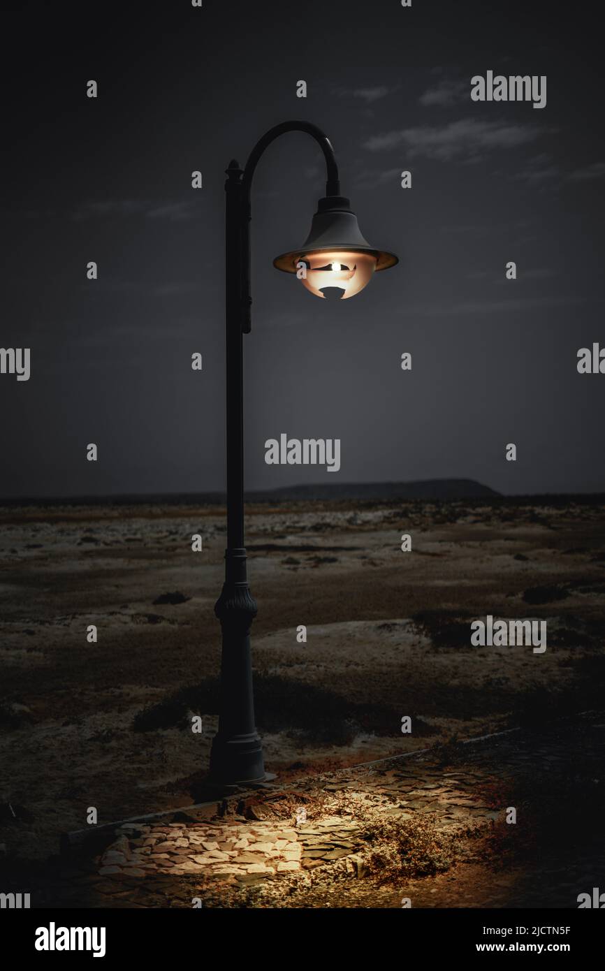 Street light on desert Stock Photo Alamy