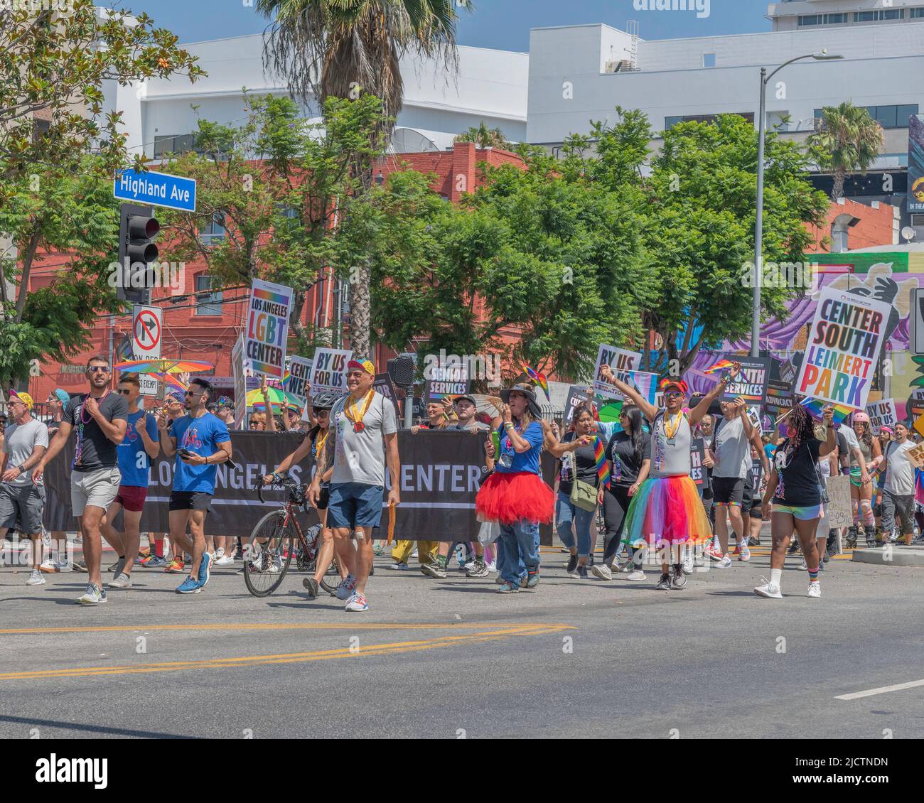 Los Angeles, CA, USA – June 12, 2022: Participants march in the LA Pride Parade in Los Angeles, CA. Stock Photo