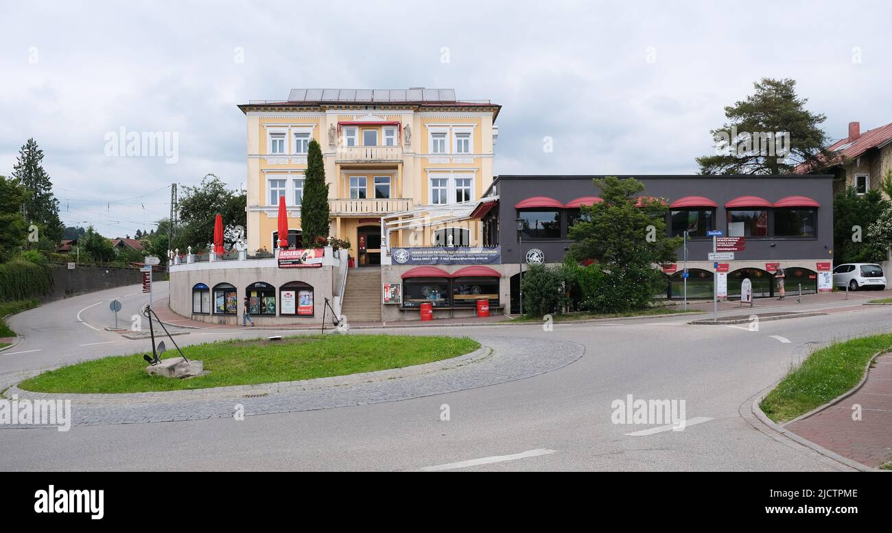 Prien am Chiemsee, Bavaria, Germany, June 5, view of the tapas restaurant La Hazienda, which is located in a beautiful old building. Stock Photo