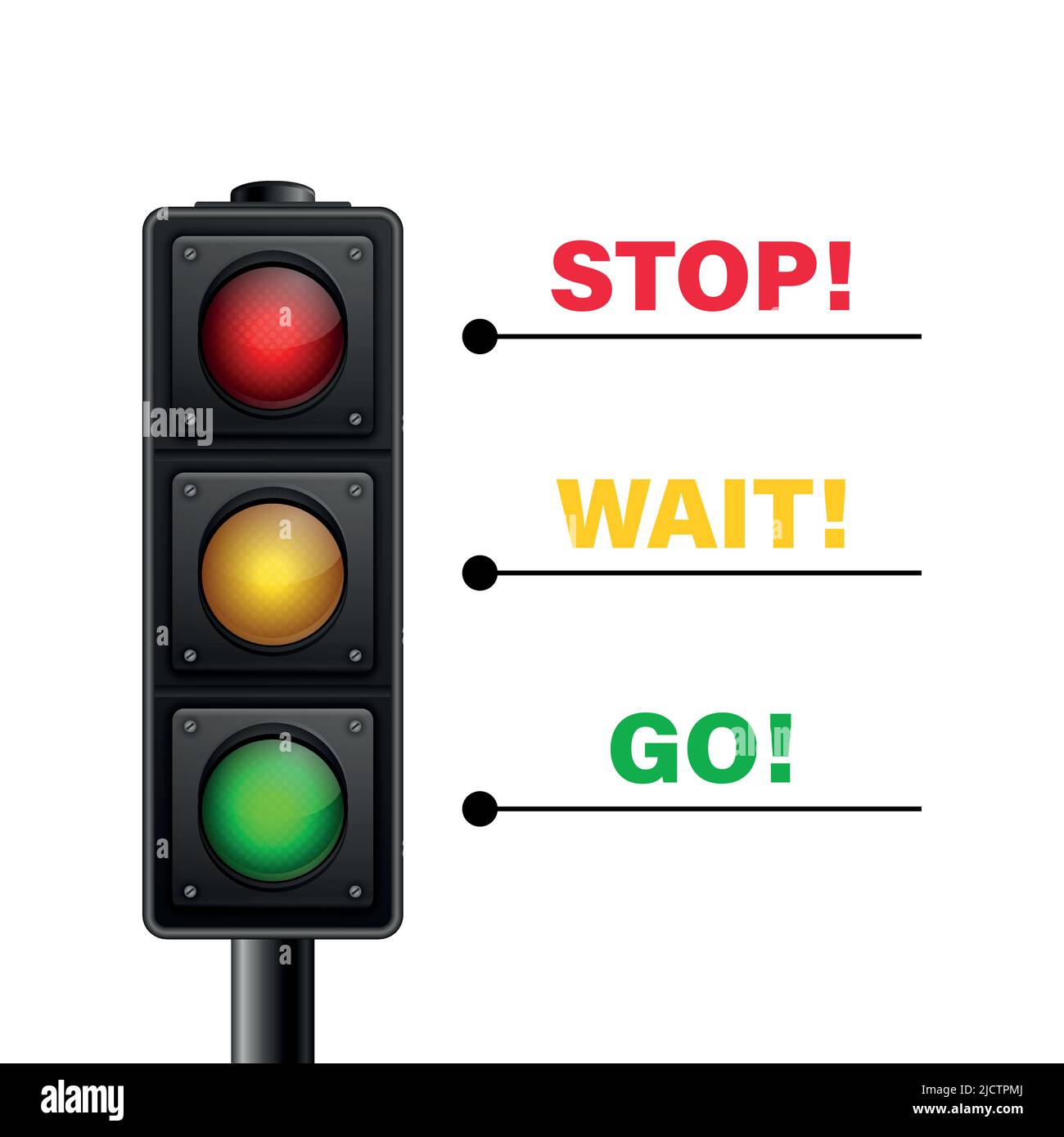 Vector 3d Realistic Road Traffic Lights Isolated. Stop, Wait, Go
