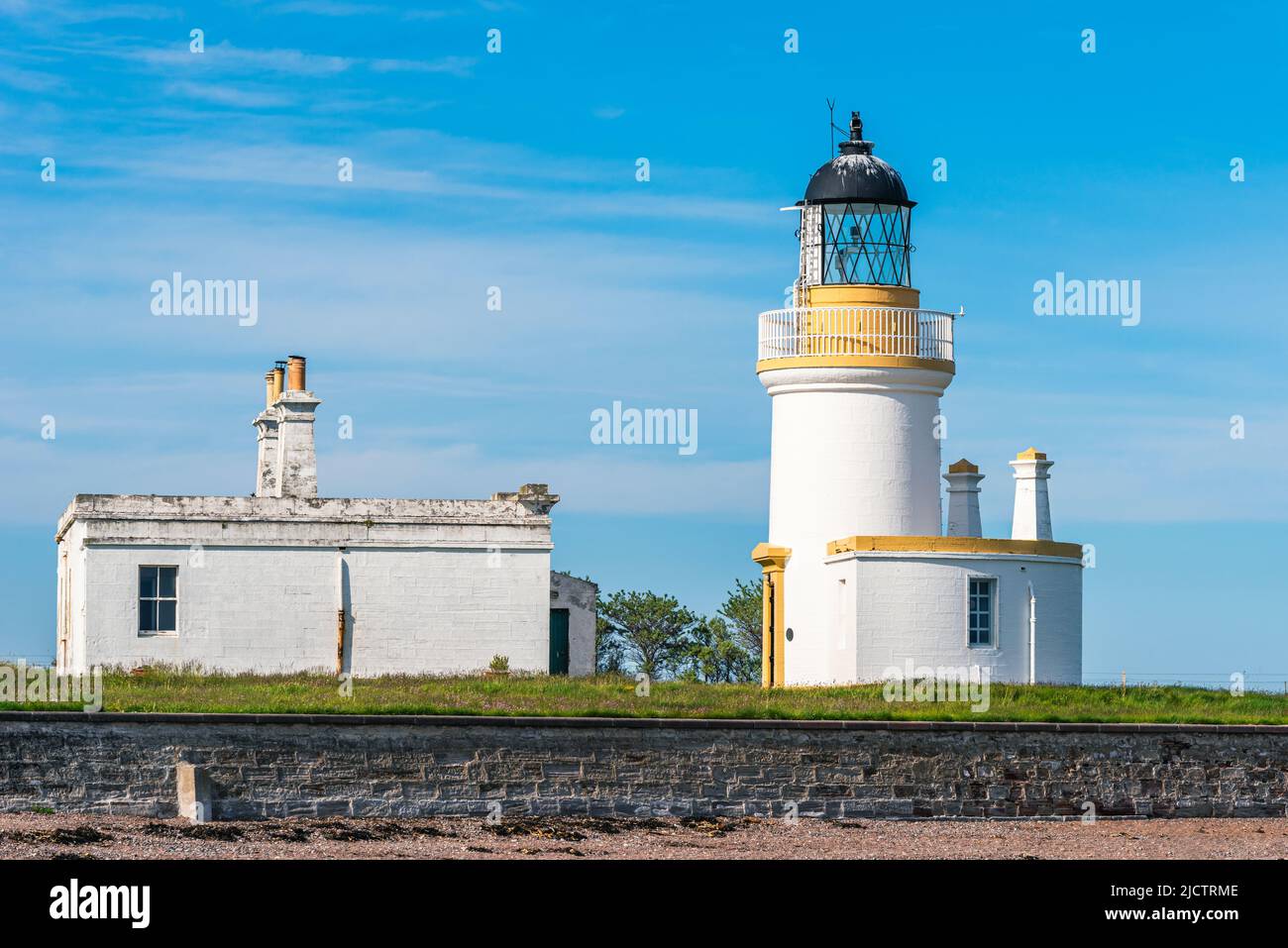 Chanonry Lighthouse on the Black Isle, Chanonry Point, East Coast of Scotland, UK Stock Photo