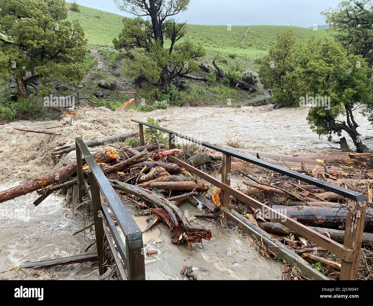 Yellowstone, United States. 13th June, 2022. Raging high water washes
