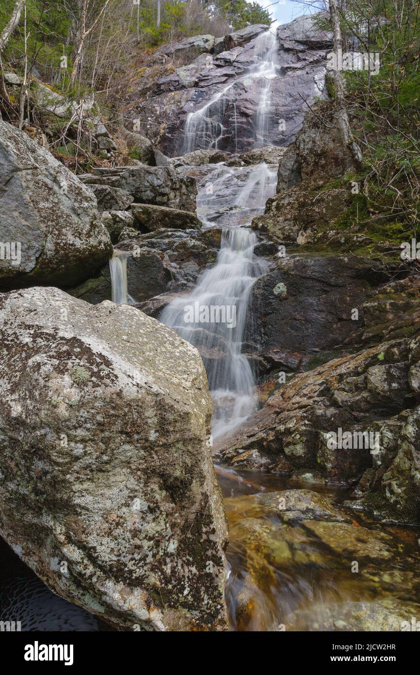 Fletcher Cascades on Drakes Brook in Waterville Valley, New Hampshire during the spring months