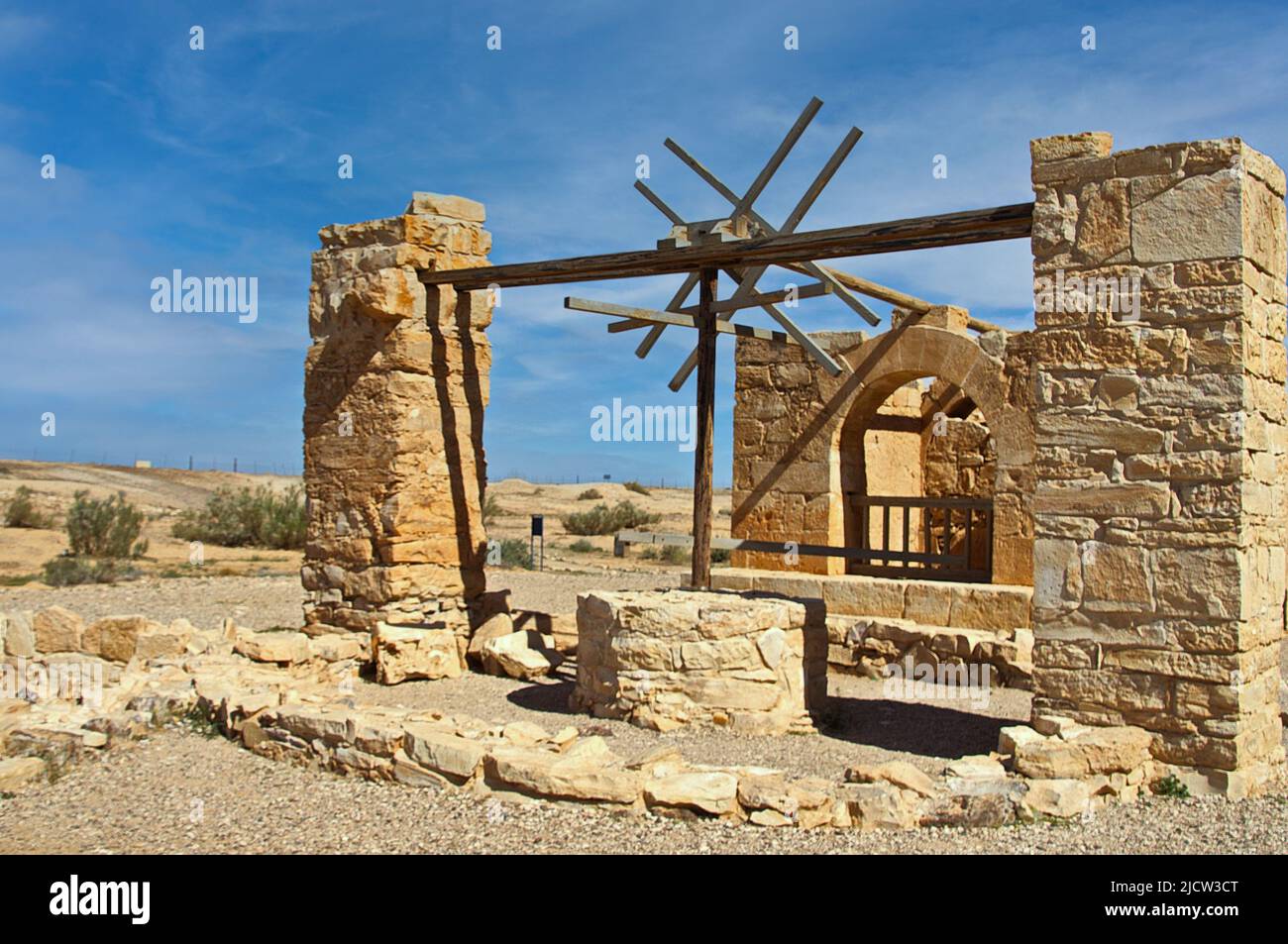 Water well at the Qusyar Amra desert castle in the eastern part of Jordan Stock Photo