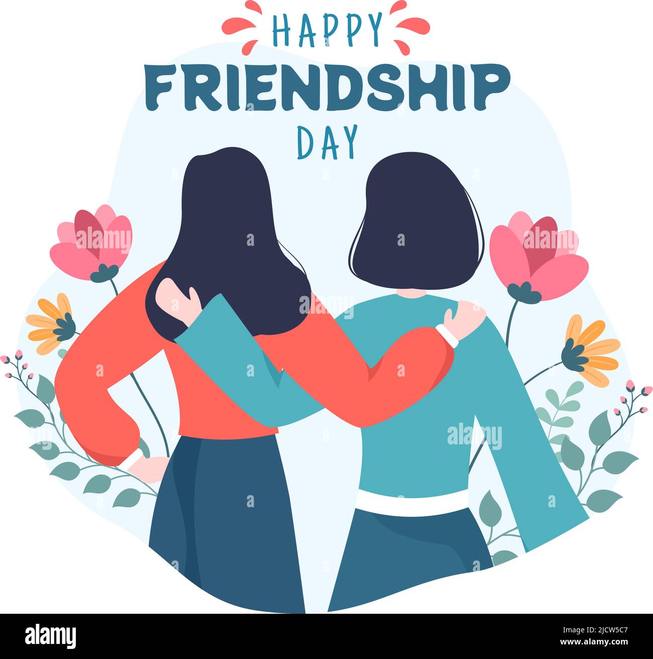 Happy Friendship Day Cute Cartoon Illustration with Young Boys and ...