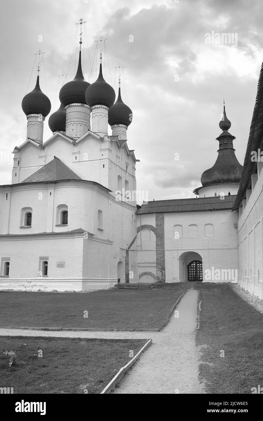 The Kremlin of Rostov the Great. The path to the Church of Gregory the Theologian in the abbot's garden, Russian architecture of the XVII century. Ros Stock Photo