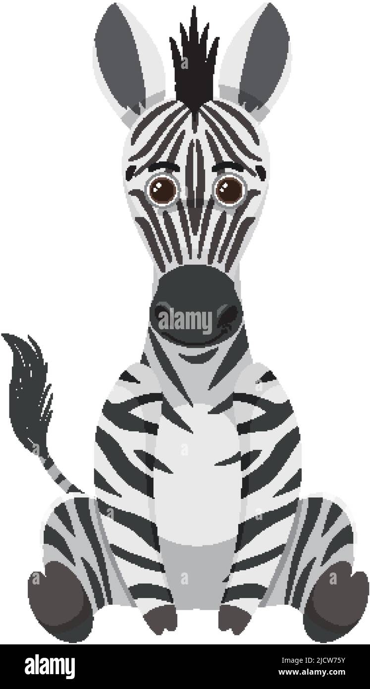 Cute zebra in flat style isolated illustration Stock Vector Image & Art ...