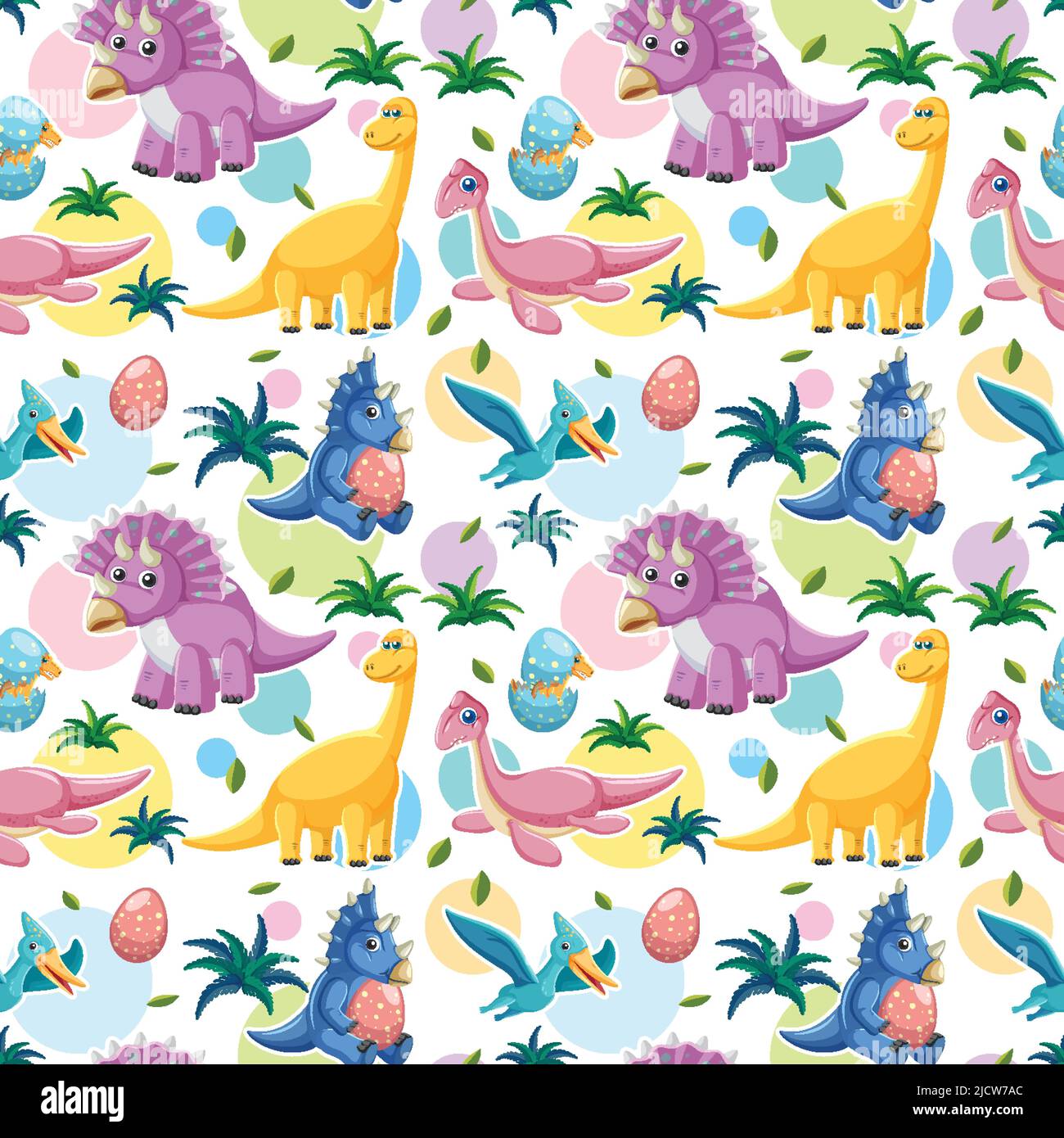 Cute dinosaur seamless pattern illustration Stock Vector Image & Art ...