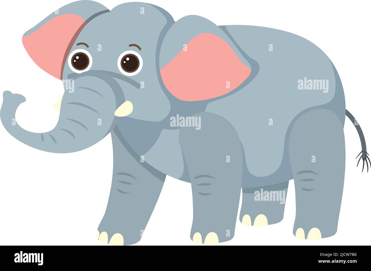 Cute elephant in flat cartoon style illustration Stock Vector Image ...