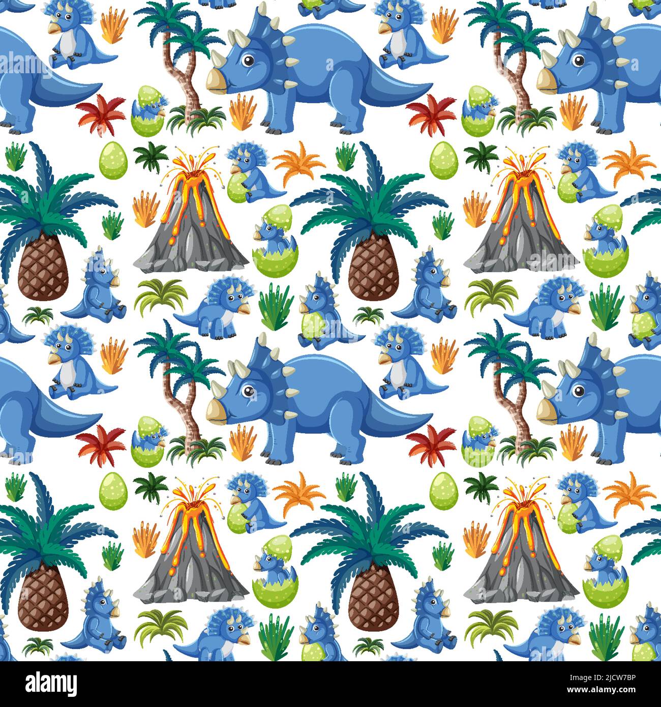 Cute dinosaur seamless pattern illustration Stock Vector Image & Art ...