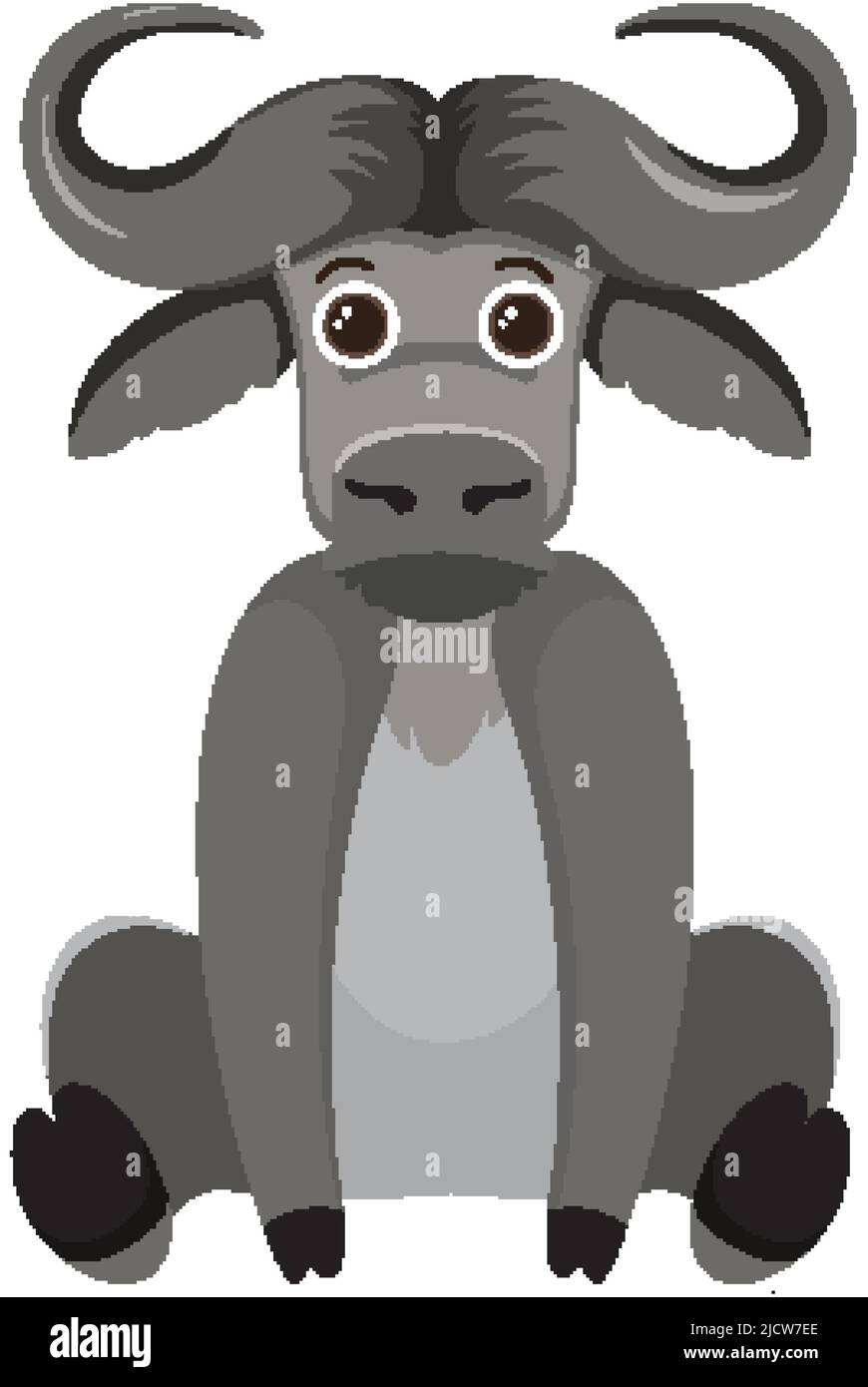 Cute buffalo in flat style isolated illustration Stock Vector Image ...