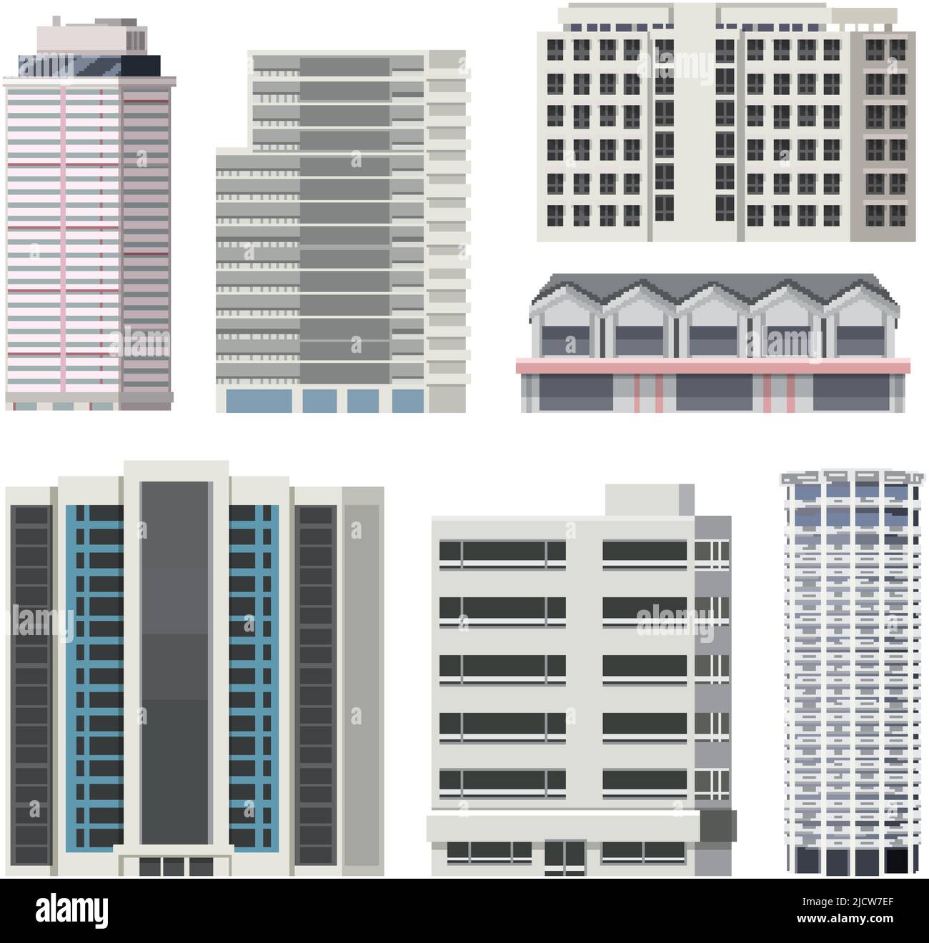 Set of different city skyscraper buildings illustration Stock Vector ...