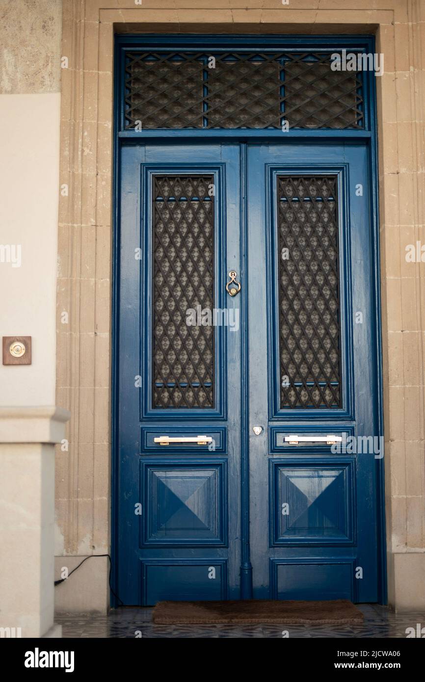 Blue old doors in ancient buildings in Cyprus Stock Photo Alamy